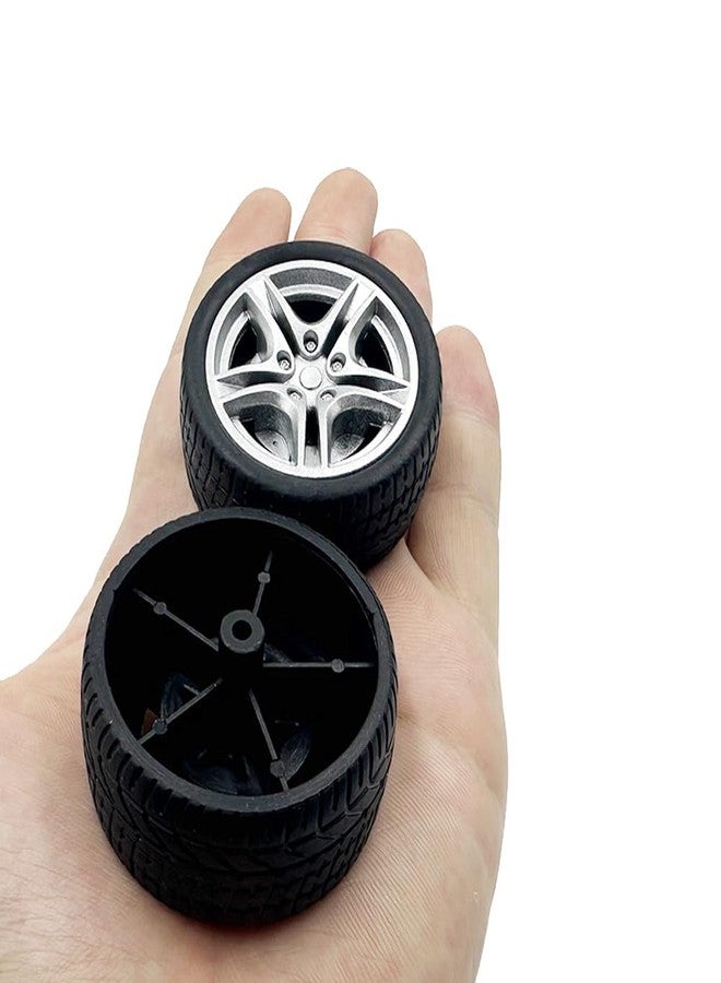URIMPAVIDO 10PCS Toy Car Wheel 48mm Toy Car Rubber Tire Wheels with 5PCS Shaft Round Rod Axles for RC Car Truck Robot DIY Model Toy Parts - Image 3